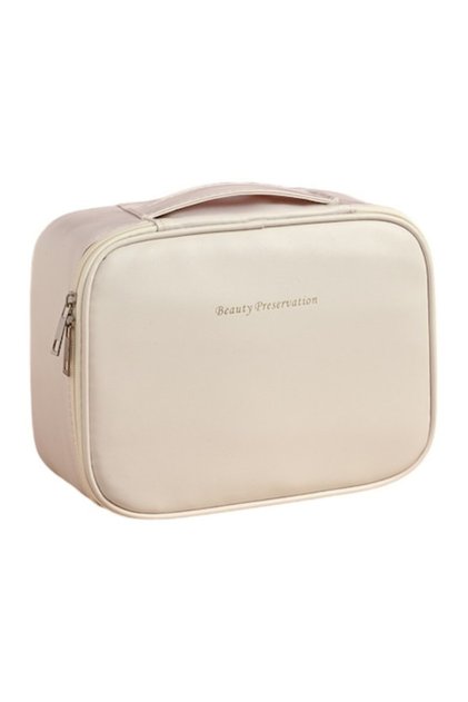Geantă organizatoare de cosmetice pentru călătorii, impermeabilă, compartiment principal spațios, buzunar cu fermoar, 5 suporturi pentru pensule, 24 x 18 x 9 cm