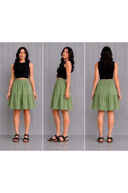 55 cm Comfortable Fit Sofya Linen Short Skirt