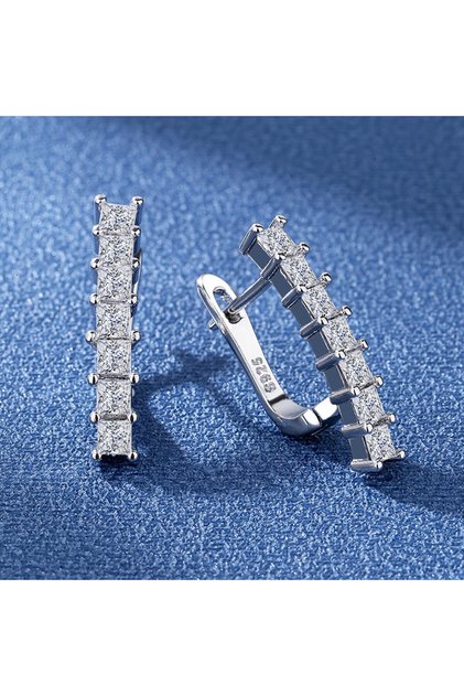 silver color 925 Sterling Silver Earrings For Women Round Zircon Earrings Sparkling Party Wedding Je