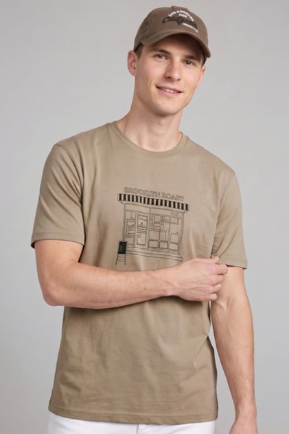 Printed T-Shirt with Crew Neck and Short Sleeves