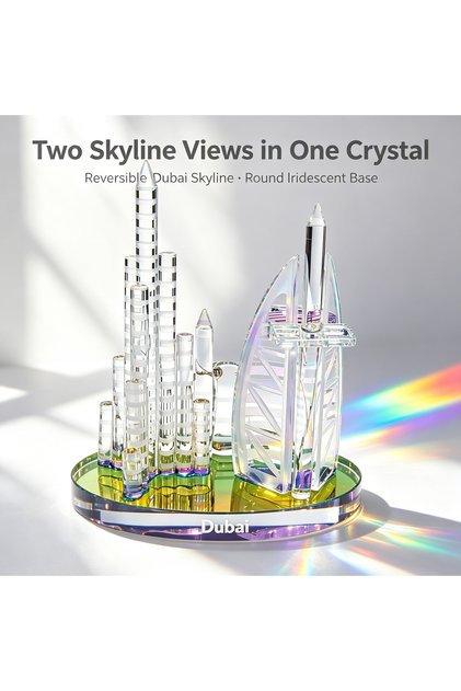Dubai Burj Khalifa Sailing Hotel crystal ornaments colorful round base city skyline building model office desktop tourism in memory of business gifts D0031
