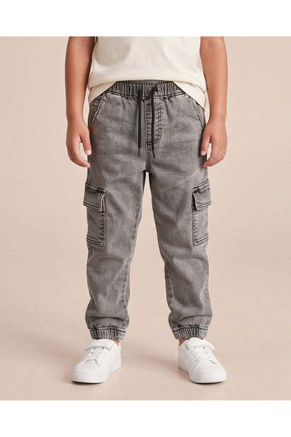 Boys Grey Cargo Joggers