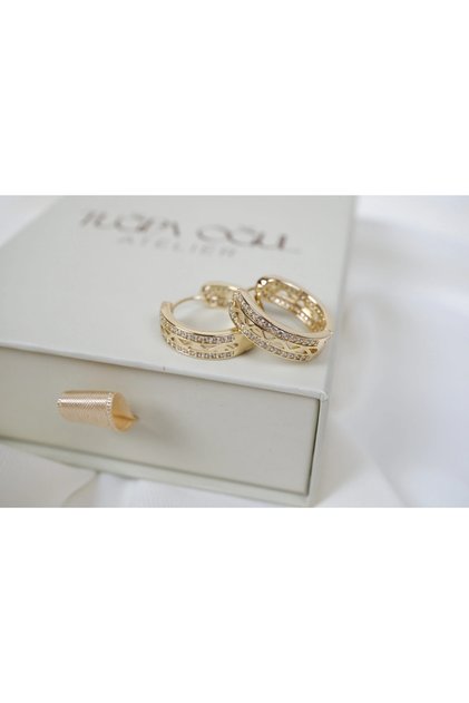 Kp664 Special Series Double Row Stone Openwork Hoop Earrings (Inner Diameter 17 mm)