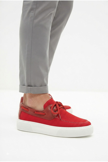 Zrc2602 - Premium Knitwear Men's Lace-Up Loafer Red