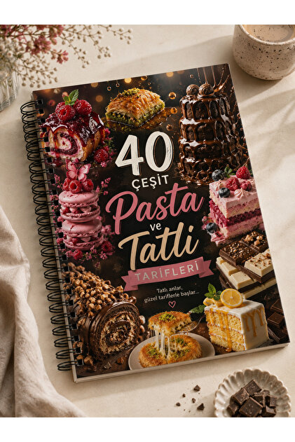40 Çeşit Pasta ve Tatlı Tarifleri – Spiral Ciltli Tarif Defteri
