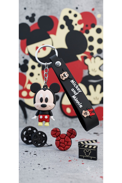 Cute Mickey Mouse Figured Silicone Black Keychain & Bag Charm