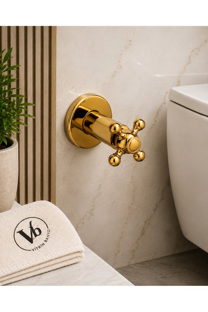Koç Ankastre Taharet Musluğu Gold 1/2 Pirinç Yatak Uyumlu Klasik Kollu Duvar Tipi Taharet Vanası