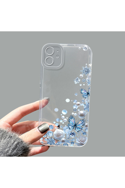 iPhone 11 Compatible Camera Protected Anti-Shock Aesthetic Print Patterned Transparent Silicone Case