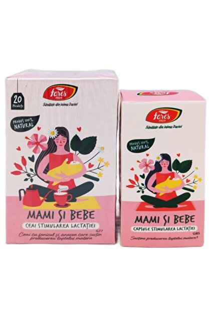 Kit Stimularea lactatiei Mami&Bebe[60cps+ceai 20 plicuri] 2b