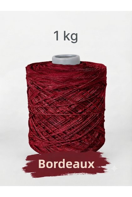 1 kg 2 mm Bumbac premium cu lanț subțire, șnur de macrame, culoare burgundă