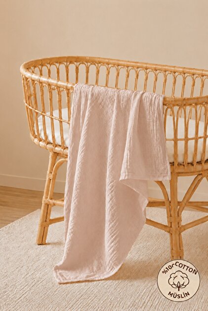 Double Layer 100% Organic Cotton Baby Newborn Multi-Purpose Muslin Cover & Blanket 80X90 cm Oeko-Tex Certified