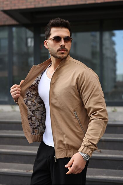 Men's Regular Fit Technical Fabric Seasonal Beige Pilot Coat