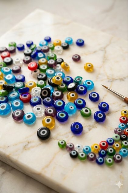 Colored Glass Evil Eye Bead 8 mm (10 pieces)