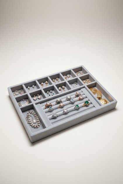 Drawer Jewelry Organizer with Sponge – Wooden Baby Face Finish Organizer 34×24×3