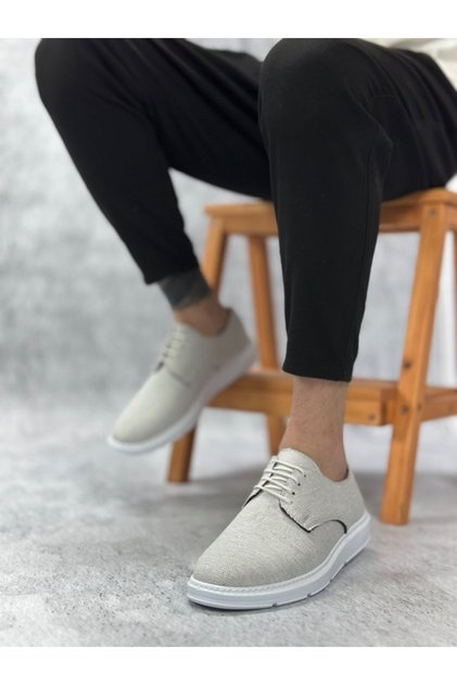 Ba0003 Lace-Up Classic Sports Linen White Sole Casual Men's Shoes