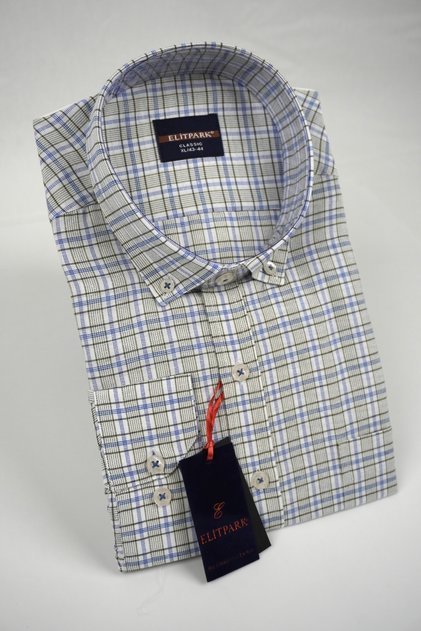 Royal Grid Plaid Long Sleeve Cotton Pocket Casual Fit Premium Men's Shirt