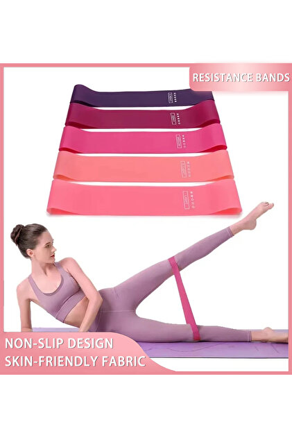 Cherry Powder Portable Fitness Workout Equipment Rubber Resistance Bands Yoga Gym Elastic Gum Streng