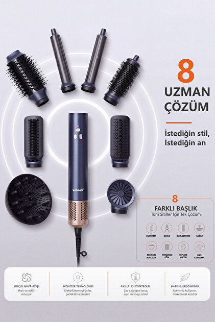vonmie フルセット 12 Başlıklı Profesyonel Saç Şekillendirme Seti | VILLEMY VME-6002