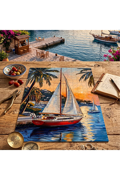 Soi Craft 500 Parça Puzzle Yelkenli Tekne ve Palmiyeler Deniz