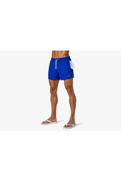 Men's Large Size Blue Zipper Pocket Mesh Swim Shorts Bsf2464-2