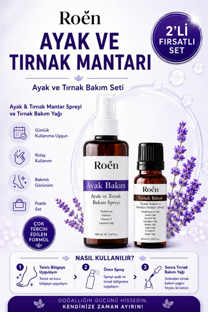 Ayak Ve Tırnak Mantar Bakım Seti, Kasıntı, Koku, Mantar, Ayak ve Tırnak Bakım Spreyi ve Bakım Yağı