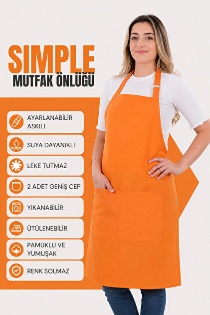 Simple kitchen apron with adjustable strap