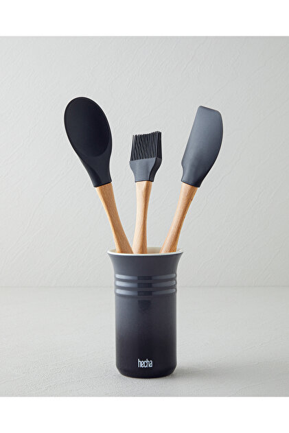 Silicone 4 Piece Serving Set 28X32.5X31 cm X 14.5 cm Black