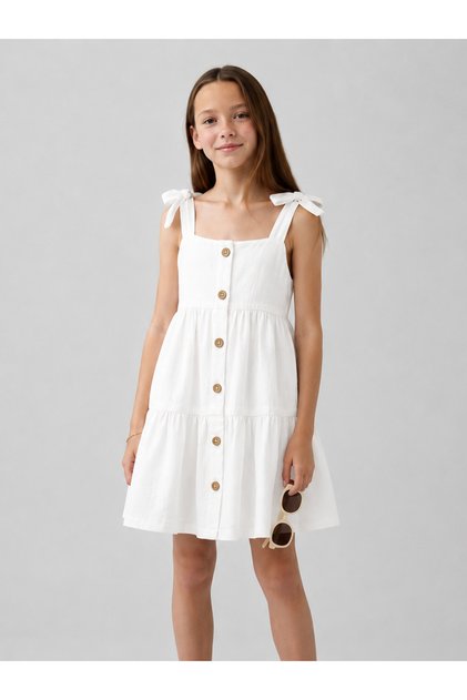 Girl's Cotton Muslin Fabric Strap Dress