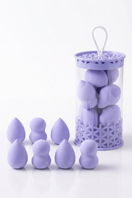 Mini Size 8-Piece Purple Makeup Sponge Set - 2 cm X 3 cm Makeup Application Sponge