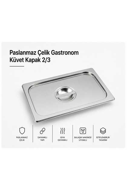 Paslanmaz Çelik Gastronom/gastronorm Küvet Kapak 2/3