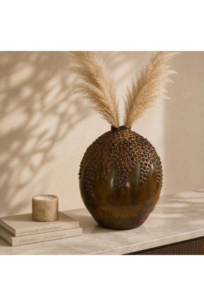 Nebula Ceramic Gourd Vase 34.5x34.5x44cm - Brown