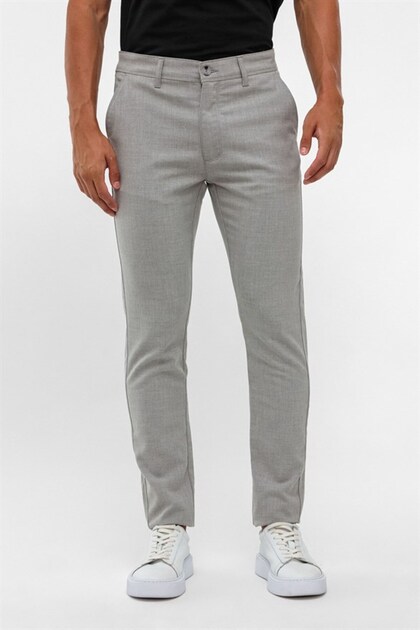 Gri Slim Desenli Pantolon