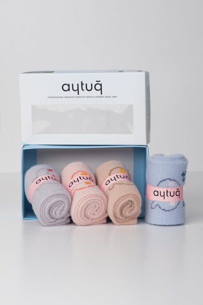 Women's Cotton 4 Pairs Special Boxed Socket Sleep Socks Multi-Colored