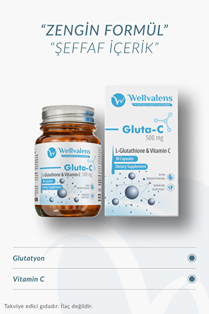 glutathione vitamin c capsule Wellvalens Gluta-C Glutathione 500 Mg + Vitamin C