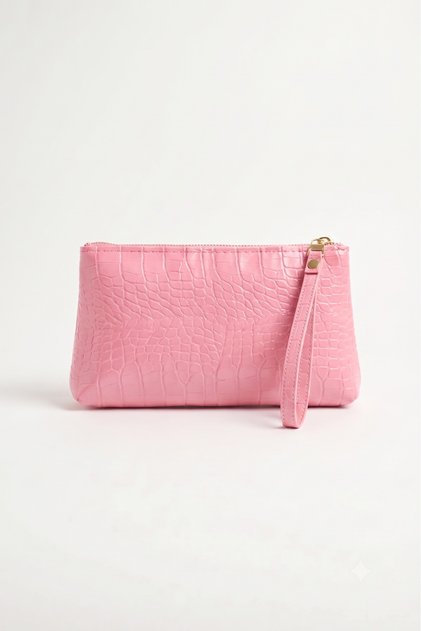 Women's Candy Pink Croco Portfolio Handbag Croco