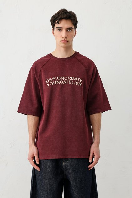 Washed Oversized Raglan Sleeve T-Shirt