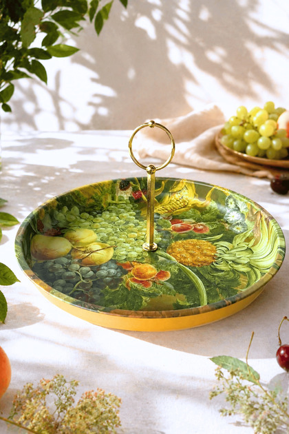 Home 26 Cm Üzümlü Tek Katlı Yuvarlak Kulplu Sunumluk