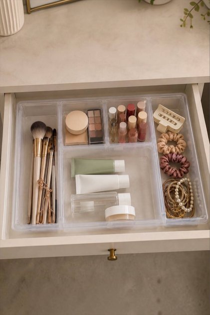 Luna Multi-Purpose Organizer with Dividers and Lid – Makeup Box, Jewelry Organizer, Desktop and Drawer Organizer with Luna Lid