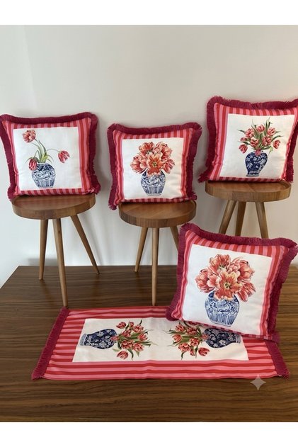Pippa Floral Tassel 4 Pillow Cover and Runner Set