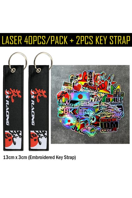 A Laser Set 40PCS/Lot Random JDM Motorcycle Decal Moto Body Helmet Car Vinyl Stickers Accessories Fo