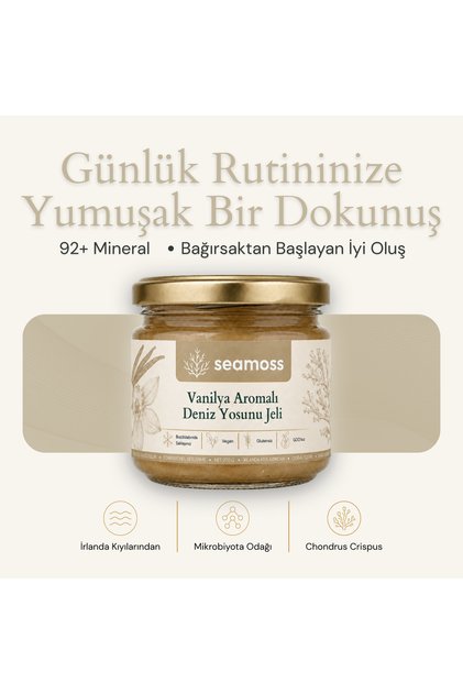 VANİLLA -Vanilya Aromalı Irlanda Deniz Yosunu Jeli 330ml - Sea Moss, Deniz Yosunu