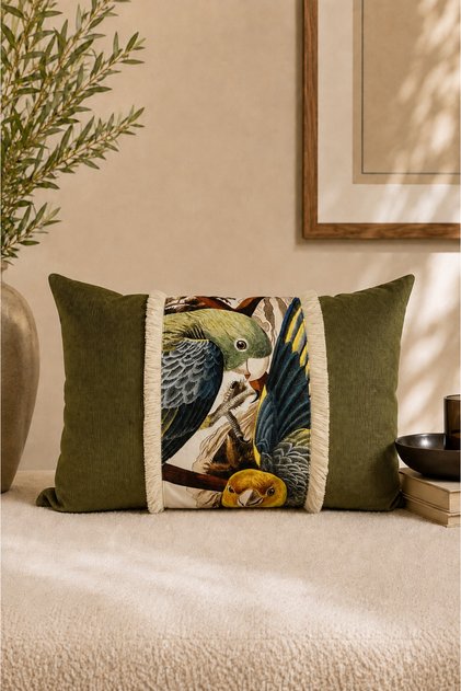 Psitta Tropical Bird Pattern Fringe Model Decorative Throw Pillow Case 40X60