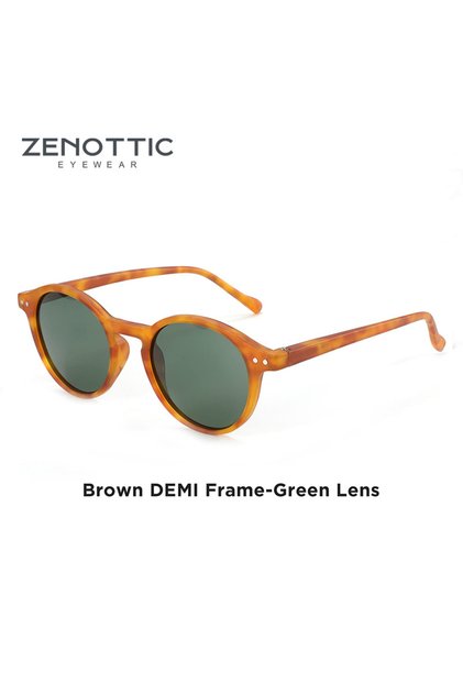 ZENOTTIC 008 Green Lens ZENOTTIC (S Size) Retro Circular Polarized Sunglasses 2024 Men Women Vintage