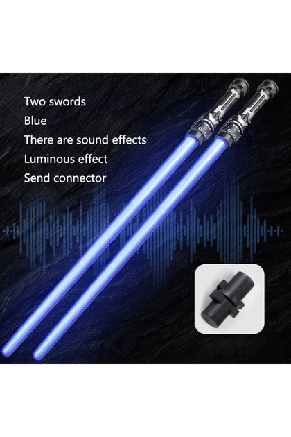 2PCS Colorful Glowing Sword Toys Laser Sword Lightsaber Red and Blue Double Saber Telescopic Music C