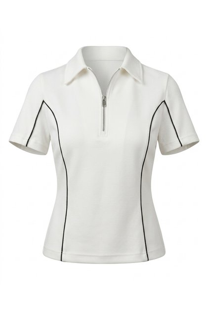 Ecru Ribbed Zippered Modal T-Shirt