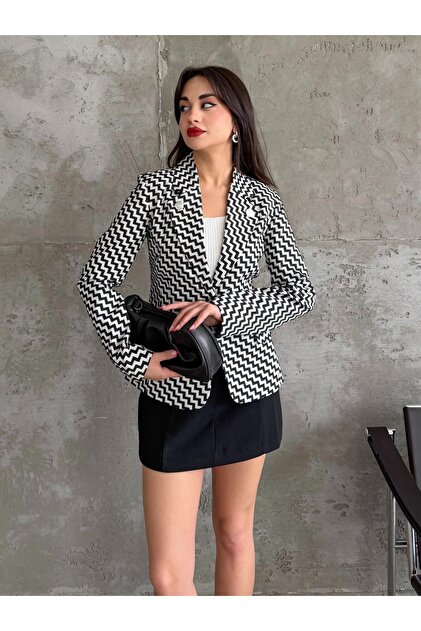 Desenli Fit Form Blazer Ceket