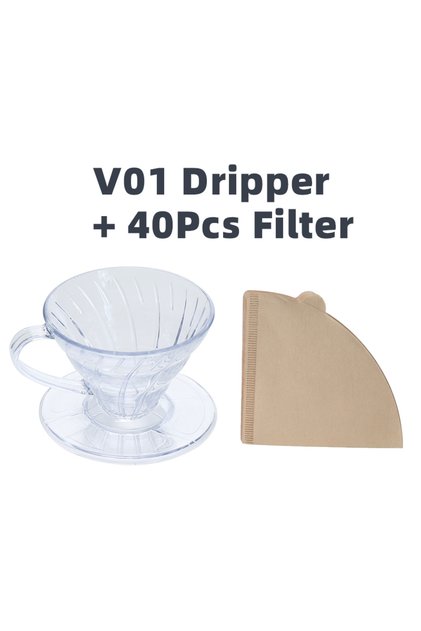 V01-40Filters Hot Selling V Shaped 60 Degrees Coffee Maker Set Pour-over Coffee Filter Cup Spiral Ha