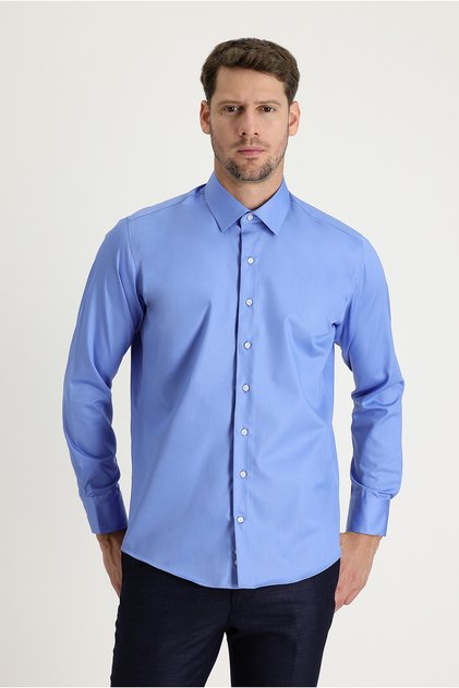 Long Sleeve Slim Fit Cotton Non-Iron Satin Classic Shirt