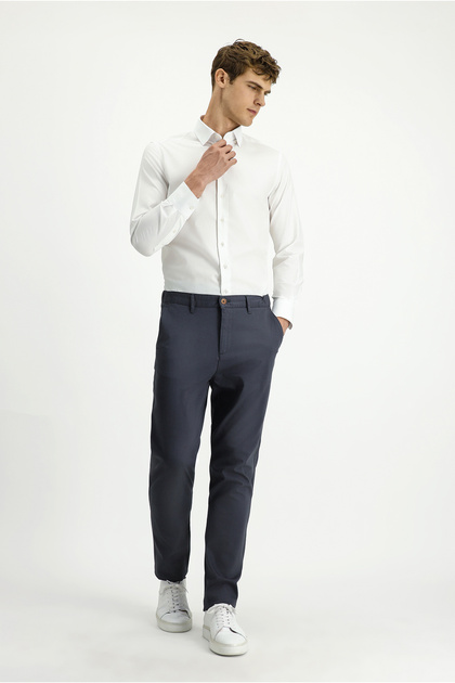 Slim Fit Dar Kesim Beli Lastikli Likralı Kanvas / Chino Pantolon