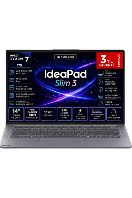 LENOVO IdeaPad Slim 5 AMD Ryzen 7 7735HS 16 GB LPDDR5x 6400 MHz